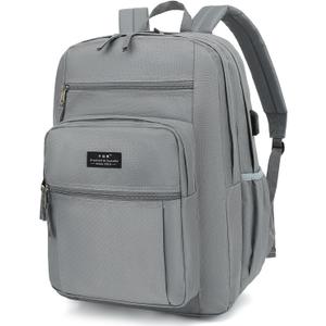 YGR Travel Laptop Backpack, Anti Theft Casual Rucksack Slim Business Laptop Backpack, Water resistant College Computer Bag Gift for Women, Men, College, Outdoor Sports, Work (Grey)