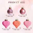 WDS WONDROUS 16Pcs Heart and Ball Ornaments Set, Glitter Pink Orange Christmas Tree Decor with Mixed Finishes for Valentine's Day Wedding Party Decoration