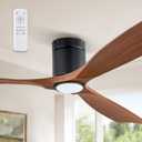 Fanbulous 60" Ceiling Fans with Lights and Remote Control,Modern Flush Mount Ceiling Fan with 3 LED Colors,Outdoor Low Profile Ceiling Fans with 6-Speeds Timer DC Motor for Bedroom Living Room Patio