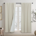 DANCURTON Beige Short Black Out Curtains Long for Bedroom Window Treatments Boho Kitchen Farmhouse Thermal Cooling Curtains for Summer Heat Living Room Bathroom 2 Panel Set
