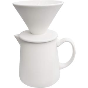 Ceramic Pour Over Coffee Maker Dripper - Uses Standard #2 & #4 Paper Filters, 450ml/15oz, White, Barista Style for Home & Office