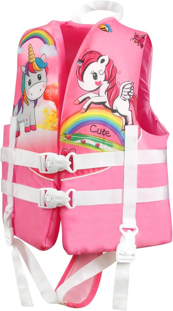 Toddler Swim Vest, Kids Pool Float Jackets Baby Swim Float for Kids 20-70 lbs, Floaties Vest Swimming Aid for 1-7 Years Old Boys Girls (Large, Pink)