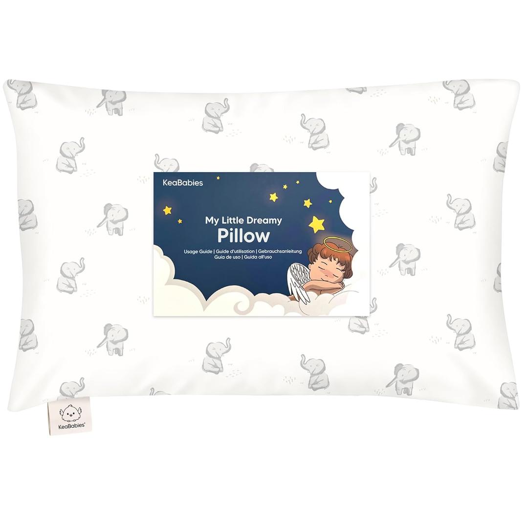 Toddler Pillow with Pillowcase - 13x18 My Little Dreamy Kids Travel Bed Pillows for Sleeping, Organic Cotton Small Pillowcase, Soft & Breathable, Machine Washable, Toddlers 2-5 years old (Elly)