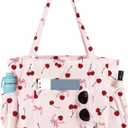 Large Corduroy Tote Bag for Women - Cute Shoulder Reusable Canvas Bags with Zipper Multi-Pocket for School