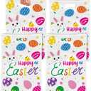 5 x 40 Pack Happy Easter Treat Bags, Colorful Easter Gift Bags with Handles, Plastic Easters Eggs Bunny Goodie Candy Tote Favor Bag for Easters Egg Hunt Party Supplies and Gifts Wrapping, 6.5 X 10 inch