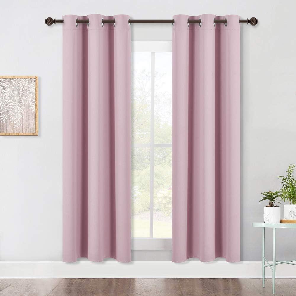 NICETOWN Room Darkening Curtains for Girls Room, Nursery Essential Thermal Insulated Blackout Draperies/Drapes (Baby Pink=Lavender Pink, 1 Pair, 42 x 72 Inch)