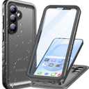 Cozycase for Samsung Galaxy S25 Waterproof Case - 360 Heavy Duty Full Body Protection/Shockproof/Dustproof/Double/Front and Back/IP68/S 25 Protective Case with Screen/Camera Protector Slim Black