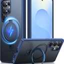 TORRAS Magnetic Stand for Samsung Galaxy S25 Ultra Case, [Fit for Magsafe] [Military Grade Drop Tested] Ring Shockproof Translucent Slim Protective Phone Case for Samsung S25 Ultra Case Ostand, Blue