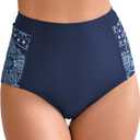 Halcurt Women's High Waisted Swim Bottoms (Available in Plus) Full Coverage Bikini Swimsuit Bottoms (Blue, M)