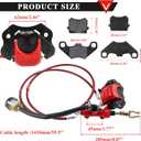 PRO BAT Rear Hydraulic Brake Assembly Caliper Master Cylinder Kit Go Kart Golf Cart ATV (Red-1)