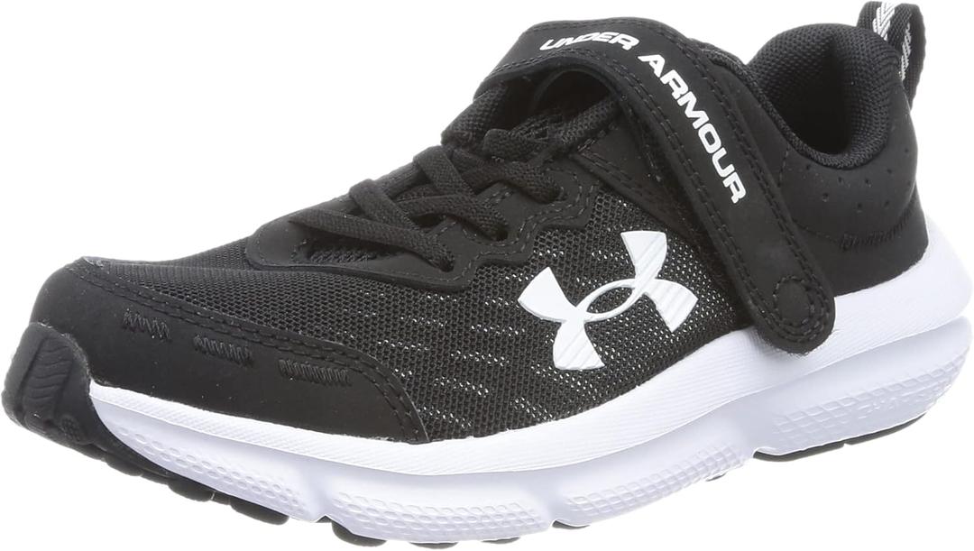 Under Armour Kids' Assert 10 Alternate Closure Shoes (3 Little Kid, (001) Black/White/White)