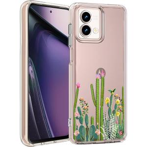 Unov Case Designed for Motorola Moto g Stylus 5G 2023, Crystal Clear Phone Case with [Anti-Slip Embossed Pattern], Shockproof Slim Protective [Anti-Yellowing TPU] Back Cover, Cactus Plants