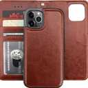 Bocasal Compatible with iPhone 12 & iPhone 12 Pro Wallet Case with Card Holder PU Leather Magnetic Detachable Kickstand Shockproof Wrist Strap Removable Flip Cover 6.1 inch (Brown)