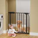 Narrow Baby Gates for Stairs Doorways Auto Close Tension Black Metal Child Pet Safety Gates with Pressure Mount 29-34 Inch Wide