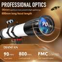 Dianfan Telescope,90mm Aperture 800mm Telescopes for Adults Astronomy,Portable Professional Refractor Telescope for Beginners,with Stainless Tripod & Phone Adapter,Carry Bag