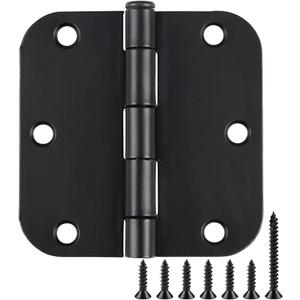 Rounded Door Hinges 3-1/2" x 3.5 inch, 5/8 Radius, Matte Black 3  Inch 12 Pack