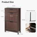 2 Flip Drawers Shoe Cabinet Storage for Entryway, Narrow Hidden Shoes Organizer for Front Door Entrance, Free Standing Shoes Cabinet Wooden Hallway Shoe Rack(Brown)
