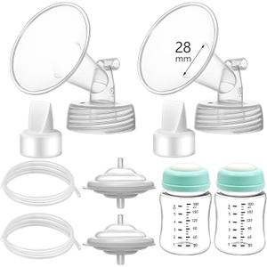 Pump Parts Compatible with Spectra S1/S2/9 Plus, Not Original Accessories, Full Set Replacements Include 28mm Flange, Duckbill Valve, Backflow Protector, Tubing and Bottle