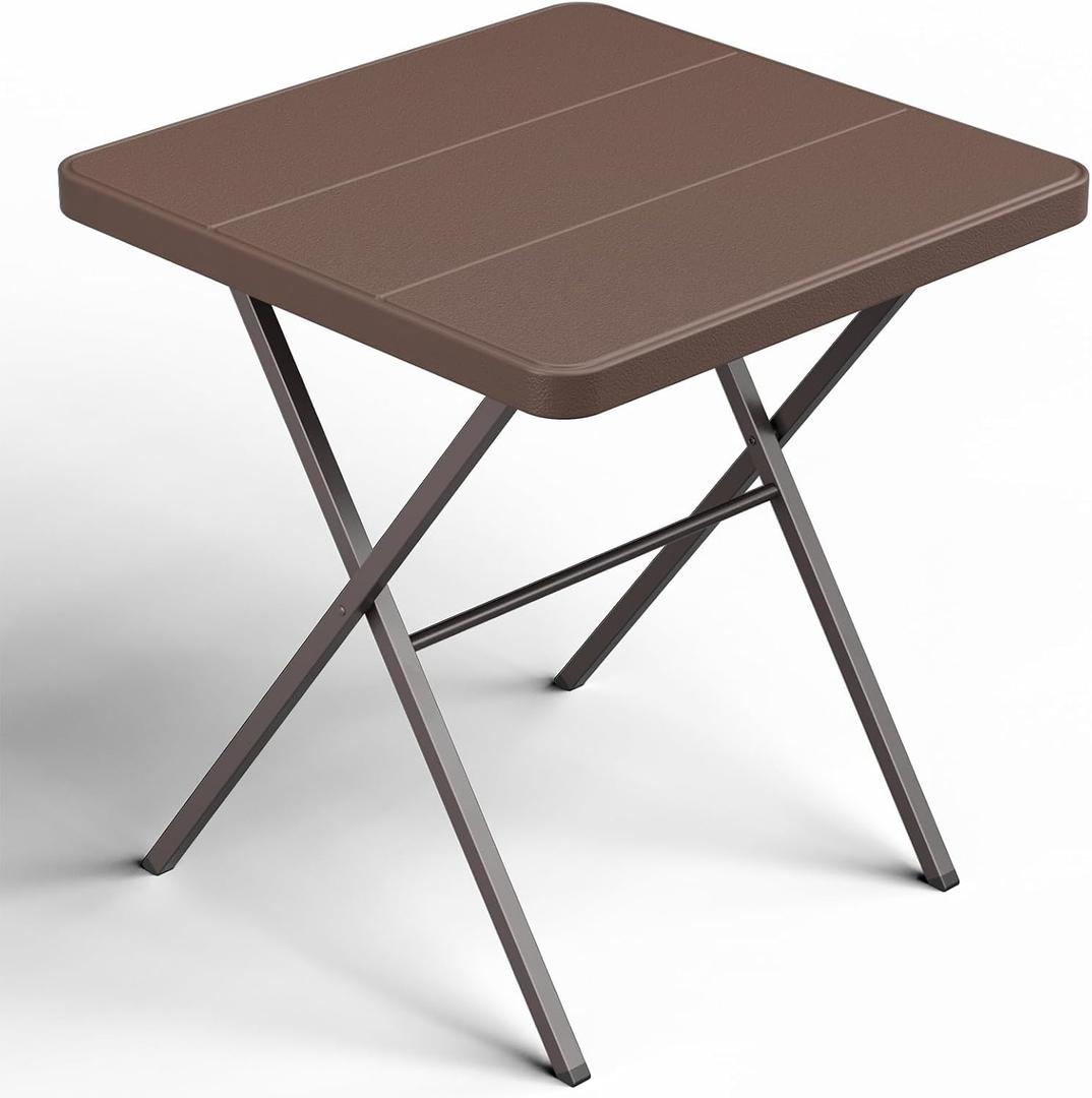 Folding Table, 27" Small Foldable Table No Assembly, Square Folding Card Table with Heavy-Duty Steel Frame, Portable Indoor Outdoor Tables for Camping, Patio, Picnic, RV, Dorm, Small Spaces, 2.25 FT