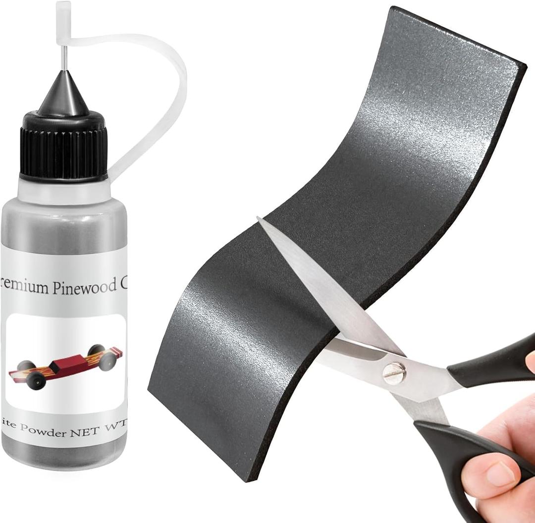 DerbyCraftPro Pinewood Weights Car Kit &Graphite Lubricant-3.5oz Total|3oz Flexible Derby Car Weights (Easy to Cut)+0.5oz Graphite Powder for Axles-Precise Weighting and Adjust The COG, Reduce Friction