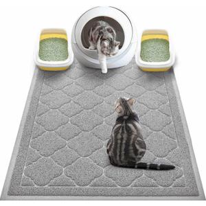 WePet Cat Litter Box Mat, Kitty Premium PVC Pad, Durable Trapping Rug, Phthalate Free, Urine-Resistant, Scatter Control, XXL 47 x 36 Inch, Cadet Grey