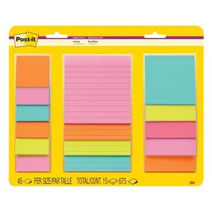Post-it Super Sticky Notes, 15 Sticky Note Pads, Multi-Size., Ideal for Organization in Your Dorm, Home or Office, 2X The Sticking Power, Supernova Neons Collection