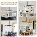 36.2inch 5-Light Kitchen Island Lighting,Dining Room Lights Modern Farmhouse Chandelier with Clear Glass Shade,Modern Rustic Black and Gold Metal Chandelier, Kitchen Pendant Light Fixtures