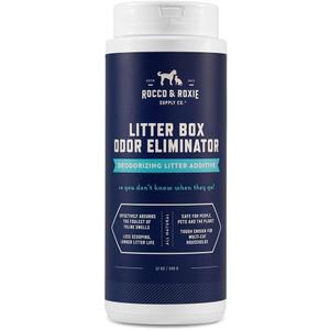 Rocco & Roxie Litter Box Odor Eliminator, Best Natural Urine Deodorizer, Cat Box Deodorizer, Smell Control, Odor Absorber, Safe for Kitty, 12 oz