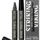 Striking Viking 2 Pack Beard Pencil Filler for Men with 4 Tips (Medium Black) - Fill, Shape & Define with this Long-Lasting, Waterproof Beard Pen Kit 