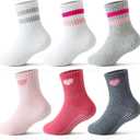 Toddler Socks with Grips, Seamless Non-Slip Crew Baby Boy Girl Grippy Socks