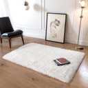 Thick Area Rug Cream White Fluffy Shag 3x5 for Girls Bedroom, Soft Plush Fuzzy Shagggy Carpet for Living Room, Thickened Washable Non-Slip Furry Rug for Kids Toddler Boys Dorm Nursery, Ivory (3'x5', A-cream White-thick)