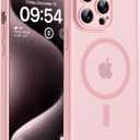 TOCOL Magnetic for iPhone 15 Pro Case, Upgraded Full Camera Protection, Compatible with Magsafe, Drop Protection, Translucent Matte Back Bumper Phone Cover 6.1Inch (Light Pink)