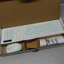 Wireless Keyboard and Mouse Combo, Full-Sized Wireless Keyboard and Adjustable DPI Mouse, 2.4GHz USB Receiver, Keyboard and Mouse for PC, Windows, Desktop, Laptop (Mint Green and White)