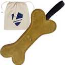 Leather Dog Toys for Small Puppies, Genuine Leather Chew Toys, Safe Puppy Toys, Durable Dog Chews for Teething, Interactive Play, Training, and Healthy Chewing (Bone)