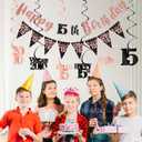 15th Birthday Decorations for Girls, Black Rose Gold Happy 15th Birthday Banner Hanging Swirls Vintage 2010 Birthday Decorations Kit Hello 15 Party Supplies