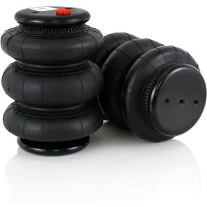 2 Pcs Triple Bellow Air Suspension Bags 2600 lbs Airbags 1/2" NPT Single Port Universal ReplacementThree Mounting Holes in Bottom