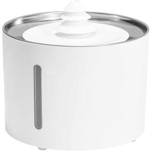 Amazon Basics Large Capacity Pet Water Fountain with Stainless Steel Top, Ultra Quiet, Easy to Clean, BPA Free, 3L, White, 3 Filters Included