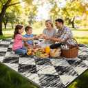 HEBE Checkered Outdoor Rug Waterproof 9x12, Reversible Plastic Straw Rug RV Camping Rug, Indoor Outdoor Patio Mat Clearance, Outside Carpet for Porch, Deck, Camper, Balcony, Backyard, Picnic