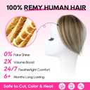 REECHO Human Hair Clip-in Hair Volumizer - Short Thick Hairpieces for Extra Volume, Easy Clip-in Extensions for Thin & Fine Hair Dark Brown with Blonde Highlights 8 Inch(Pack of 1)
