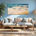 DNIEOTU Large Beach Wall Art for Living Room, Ocean Waves Canvas Wall-Decor for Bedroom, Landscape Picture Prints for Hallway Office, Size 59 x 29 Inches