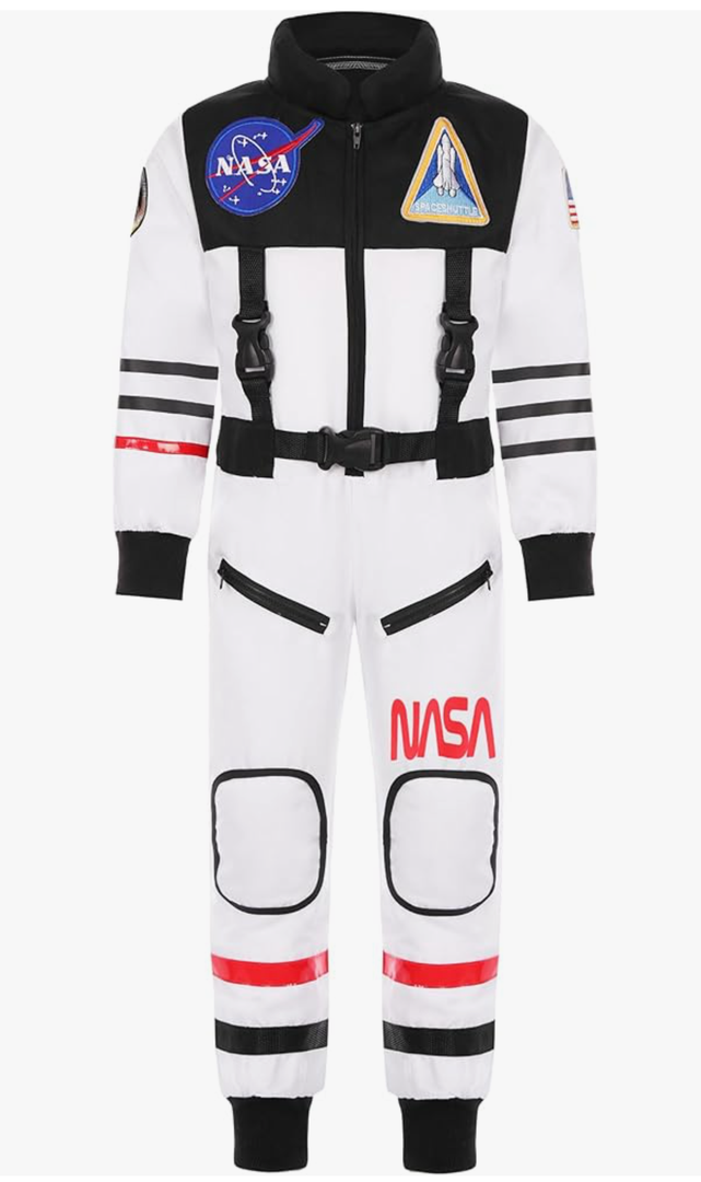 Kids Astronaut Costume NASA Space Jumpsuit for Halloween Boys Girls Pretend Role Play Dress Up, XL