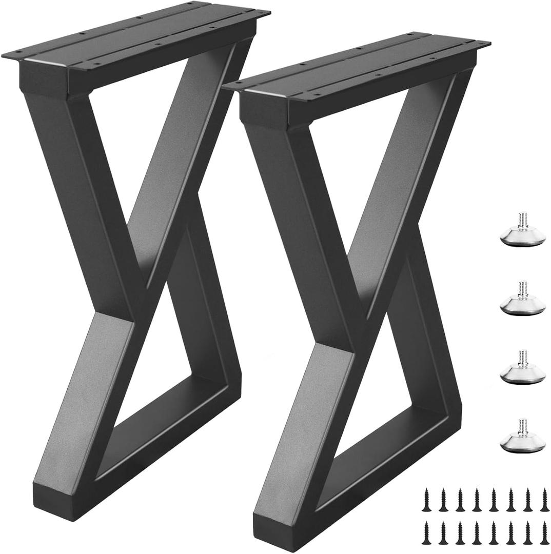 18 Inch Metal Coffee Table Bench Legs Black, Heavy Duty Industrial Metal End/Side Table Legs, DIY Project for Furniture (H18" x W13", Set of 2)