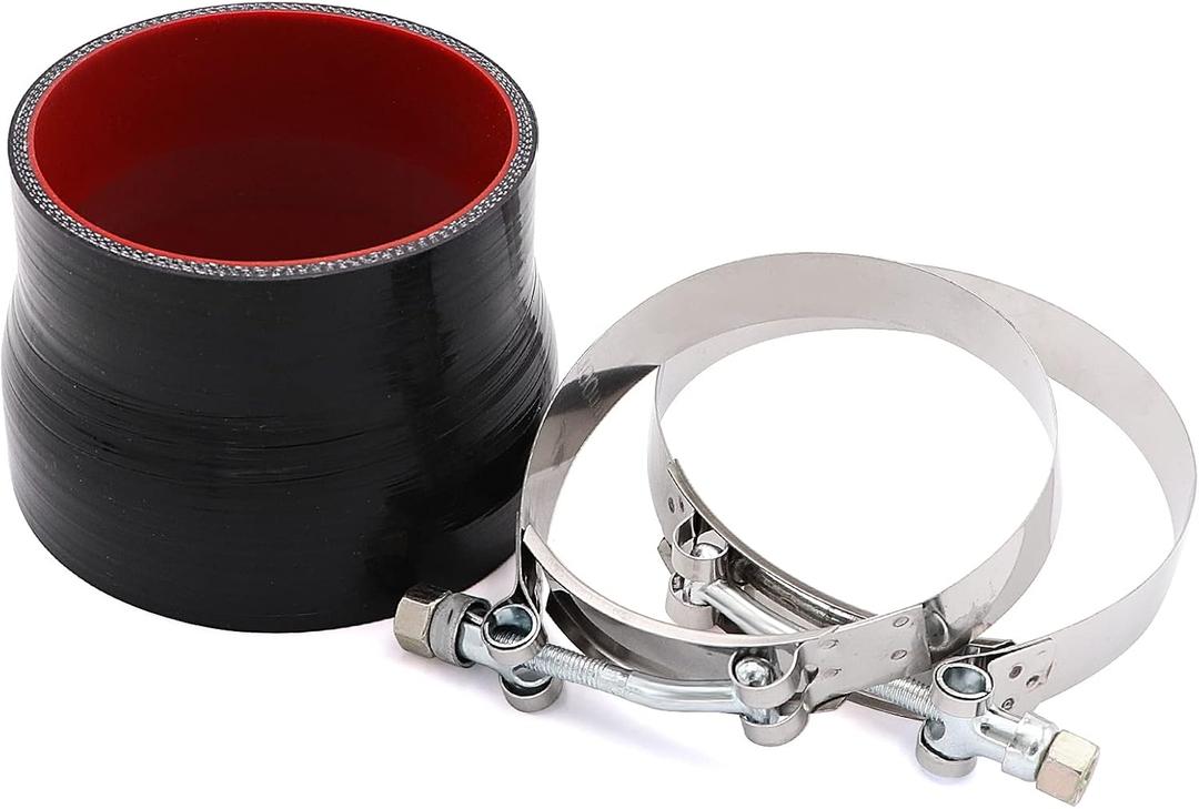 Straight Reducer Coupler Silicone Hose ID 3.5inch to 4inch 4-Ply with Stainless Steel T-Bolt Clamp for Turbo/Intercooler/Intake Piping