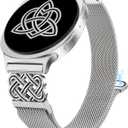 Stainless Steel Magnetic Loop Compatible with Samsung Galaxy Watch 8 40mm 44mm/Watch 8 Classic 46mm(2025) Women Metal Mesh Celtic Knot Dressy Strap (Silver/Black)
