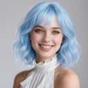 SUKRI Pastel Light Blue Bob Wigs with Bangs for Women Loose Wavy Wig 12 Inch Shoulder Length Bob Synthetic Cosplay Wig for Girls Colorfed Costume Wigs (Light Blue)