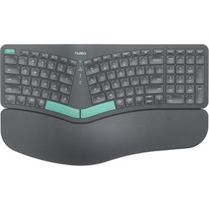 Nulea Wireless Ergonomic Keyboard, Split Keyboard with Cushioned Wrist Rest, Bluetooth and USB Connectivity, USB-C Rechargeable, Compatible with Windows Mac