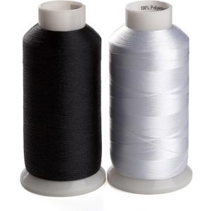 Simthread 2 Bobbin Thread for Sewing and Embroidery Machine 1 Black and 1 White 5500 Yards Each - 60WT Polyester Bobbin Fill Thread Bottom Threads