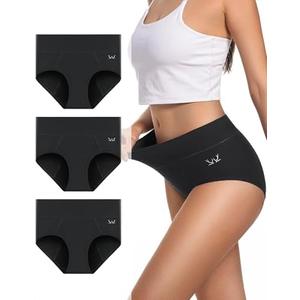 RUIXUE Period Underwear For Women Heavy Flow, Leakproof Panties High Waisted Cotton Postpartum Teens Hipster Briefs 3 Pack M