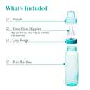Evenflo Feeding Classic Tinted Plastic Standard Neck Bottles for Baby, Infant and Newborn, Pink/Lavender/Teal, 8 Oz, 12 Bottles