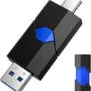 128GB USB Flash Drive JUANWE Type C & Type A Dual Port USB USB 3.1 Thumb Drive 150MB/s High Speed Transfer Memory Stick for Phone, Laptop, Tablet, Blue